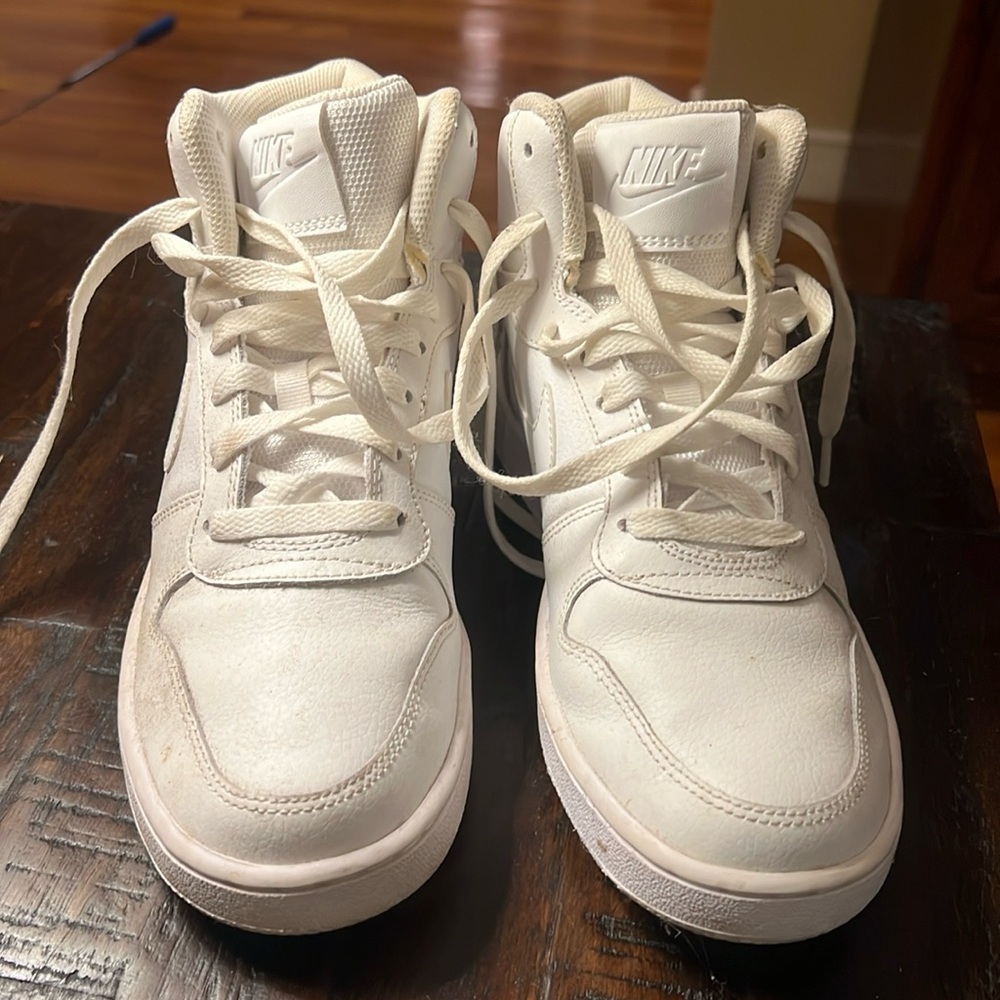 Nike Ebernon Mid Athletic Lifestyle Shoes Triple White Mens